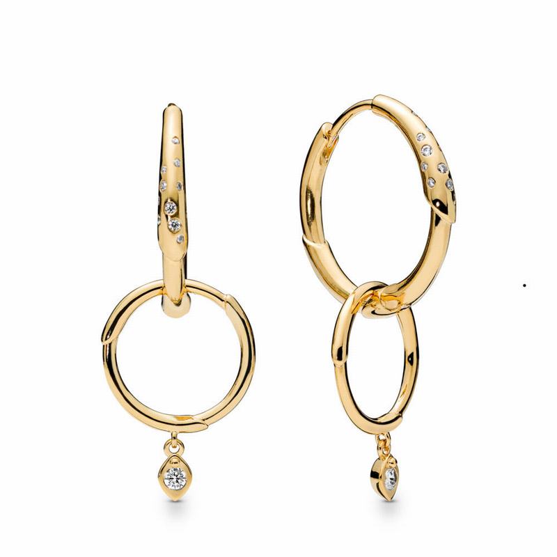 Pandora Shine™ Flower Stem Hoop Earrings Clearance NZ, 18ct Gold Plated (917280-YUL)